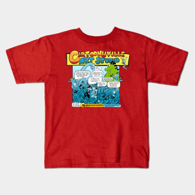 Cartoonyville Art Studio Crowd Kids T-Shirt by ProfMark